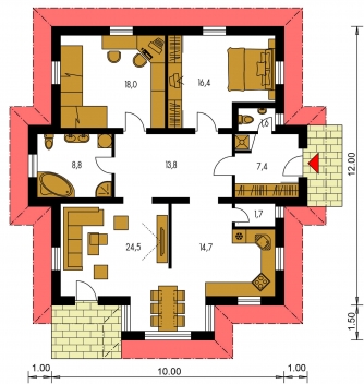 Plan de sol du rez-de-chaussée - BUNGALOW 7